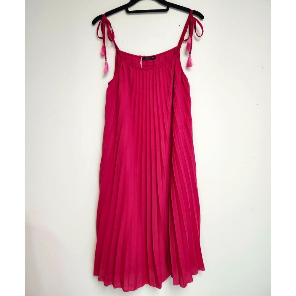 Lolitas & L Women's Fuchsia Sleeveless Pleated Maxi Dress Size 10